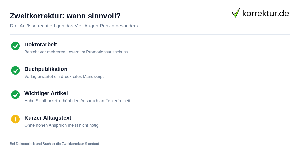 Zweitkorrektur: wann sinnvoll? Wann sich eine Lektorat Zweitkorrektur nach dem Vier-Augen-Prinzip lohnt