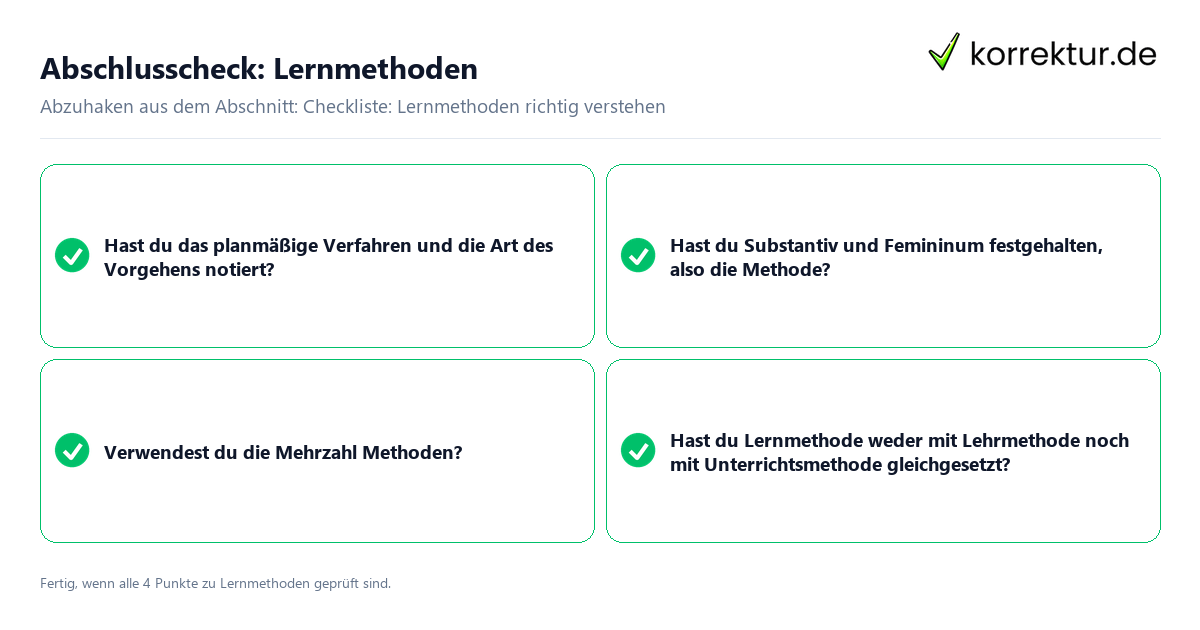 Abschlusscheck: Lernmethoden Konkreter Abschlusscheck zu Lernmethoden