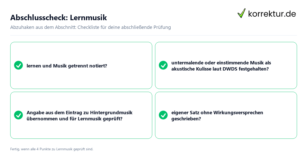Abschlusscheck: Lernmusik Konkreter Abschlusscheck zu Lernmusik