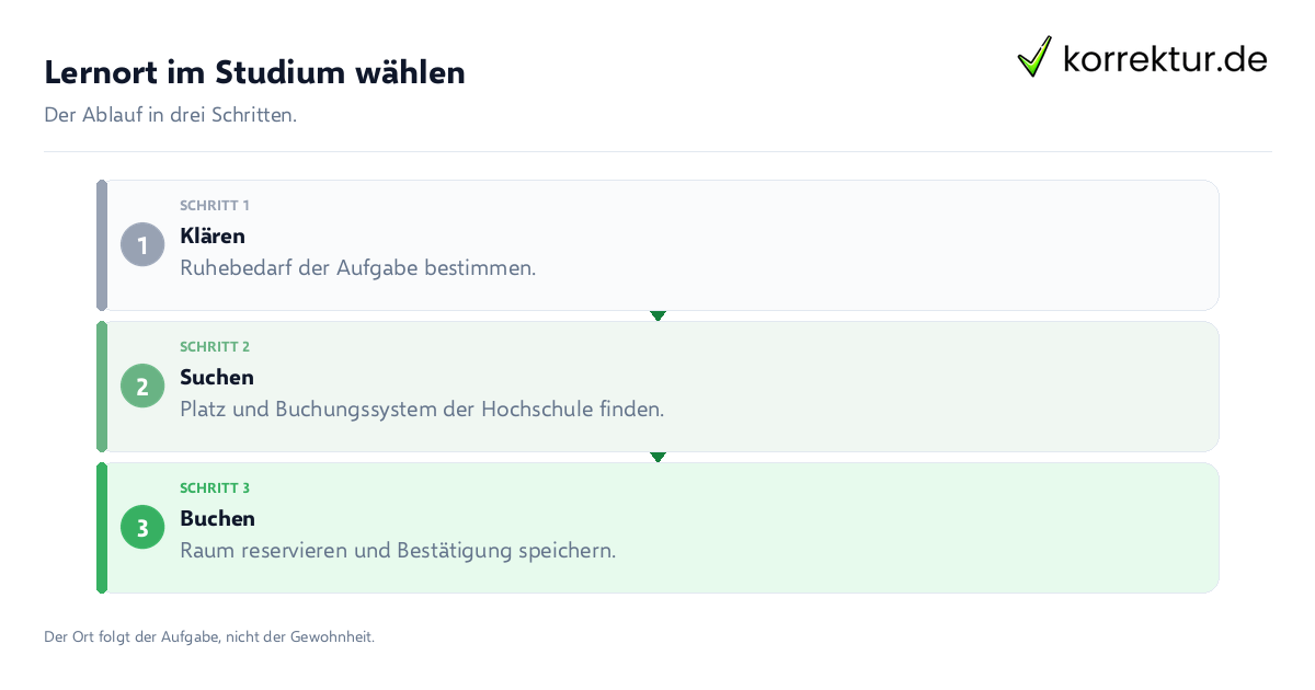 Lernort im Studium wählen: der Ablauf in drei Schritten