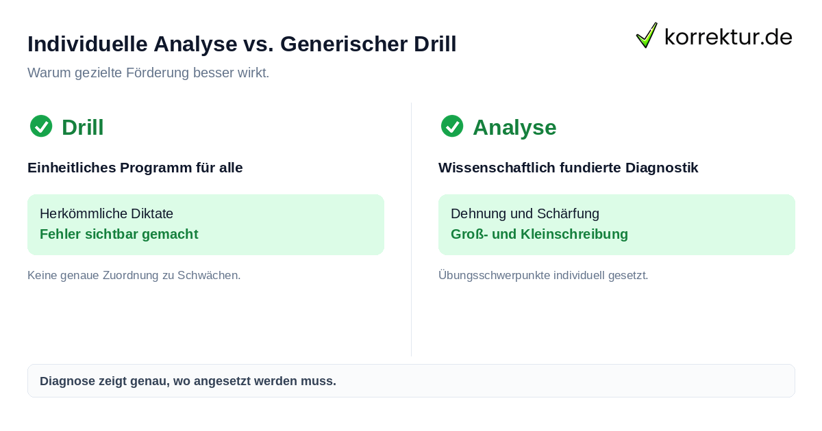 Individuelle Analyse vs. Generischer Drill Vergleich zwischen individuellem Lernserver-Ansatz und generischem Rechtschreibdrill