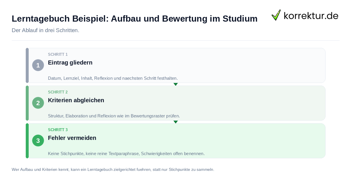 Lerntagebuch Beispiel: Aufbau und Bewertung im Studium Lerntagebuch Beispiel: Aufbau und Bewertung im Studium: der Ablauf in drei Schritten