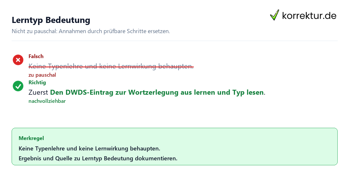 Ungeeignete und belastbare Vorgehensweise bei Lerntyp Bedeutung
