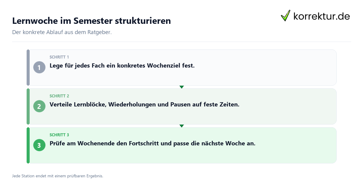 Lernwoche im Semester strukturieren Konkrete Schritte zu Lernwoche im Semester strukturieren