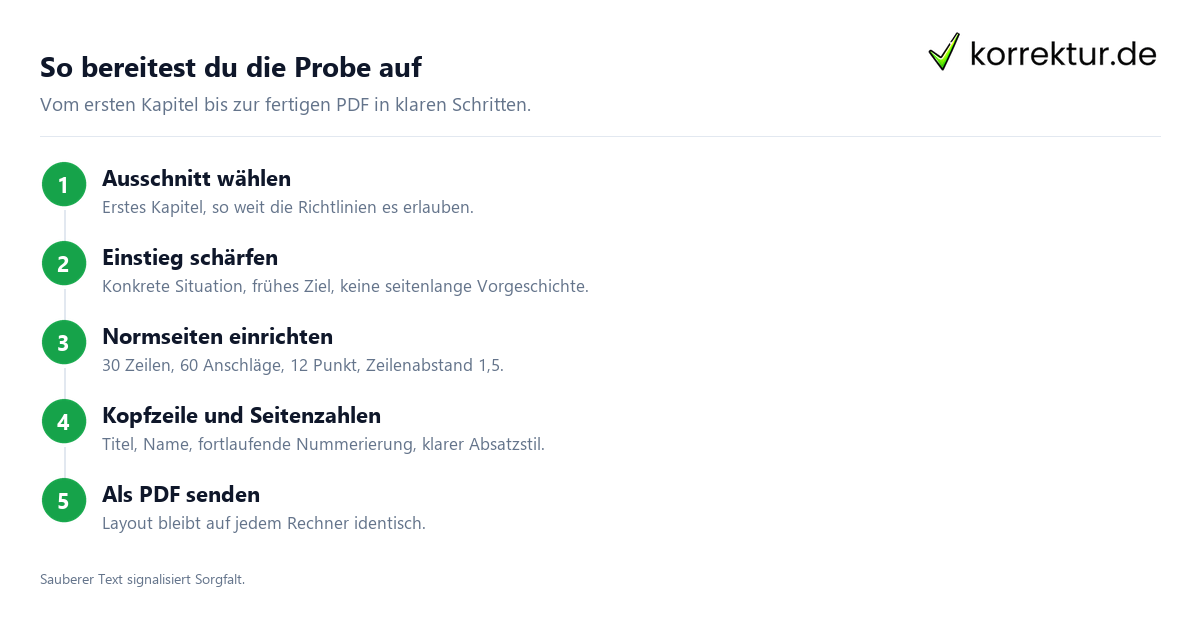 Leseprobe für den Verlag: Schritte zur Normseite und zum starken Einstieg