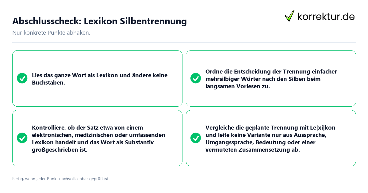 Konkreter Abschlusscheck zu Lexikon Silbentrennung