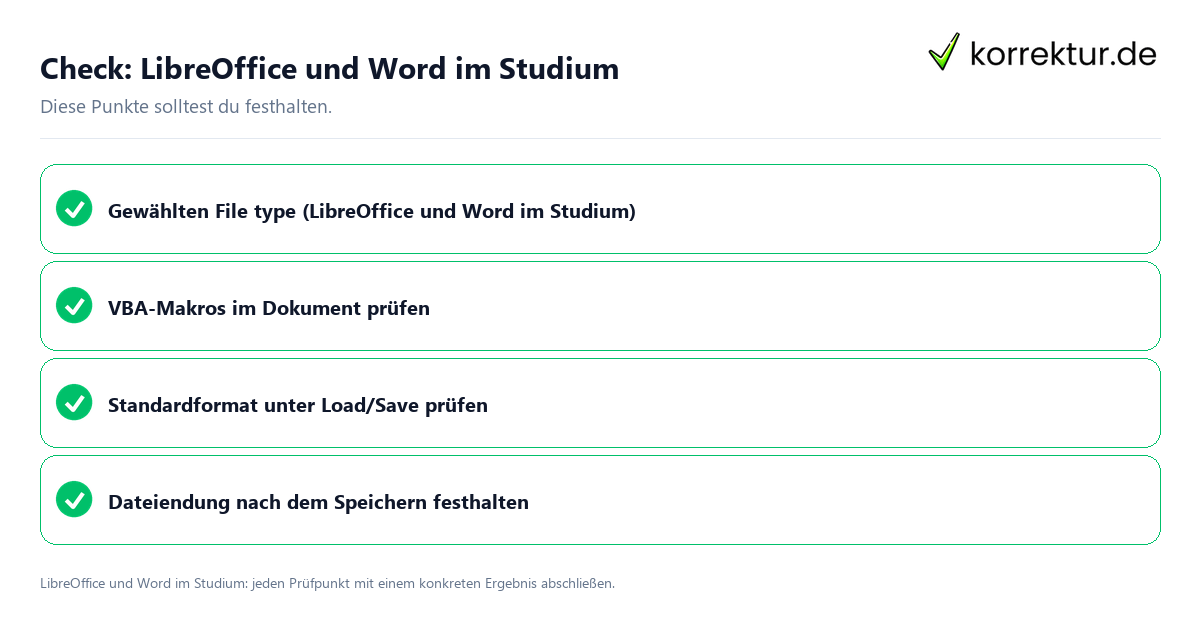 Check: LibreOffice und Word im Studium LibreOffice und Word im Studium mit einer themenspezifischen Checkliste