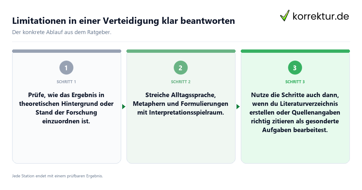 Limitationen in einer Verteidigung klar beantworten Konkrete Schritte zu Limitationen in einer Verteidigung klar beantworten