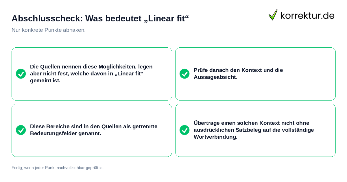 Abschlusscheck: Was bedeutet „Linear fit“ Konkreter Abschlusscheck zu Was bedeutet „Linear fit“