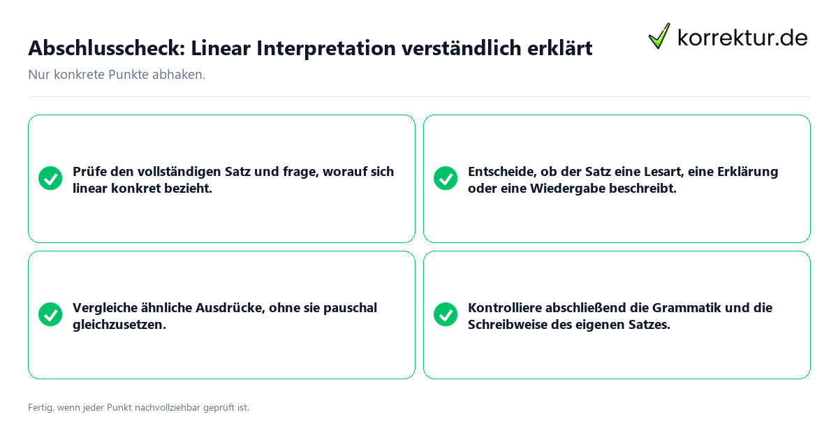 Konkreter Abschlusscheck zu Linear Interpretation verständlich erklärt