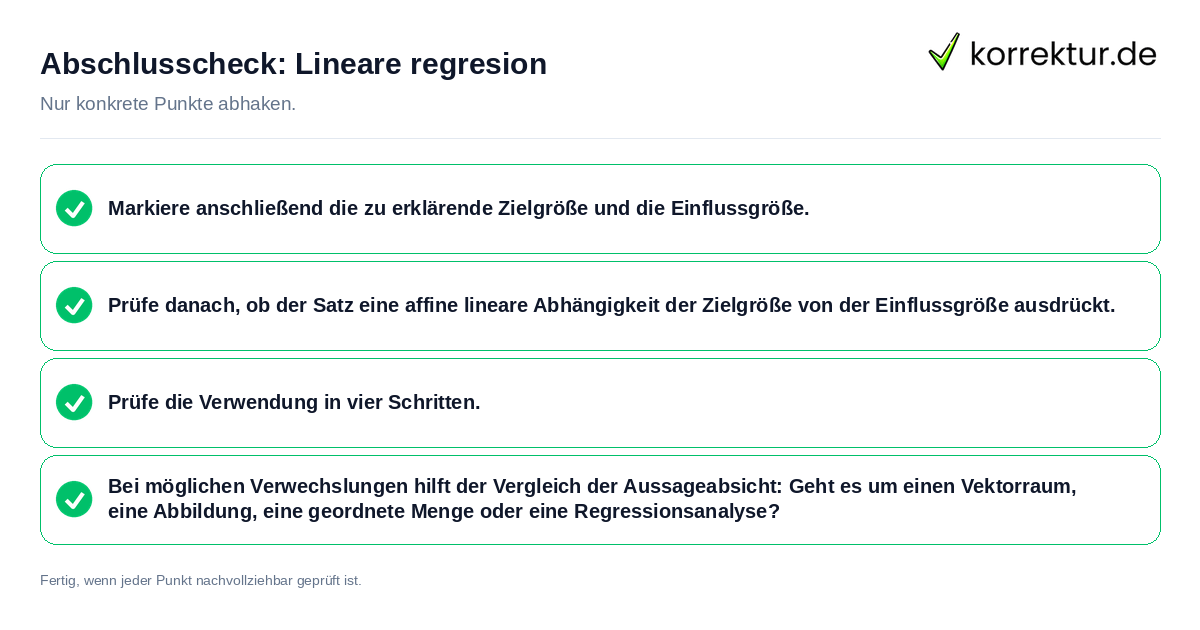 Abschlusscheck: Lineare regresion Konkreter Abschlusscheck zu Lineare regresion