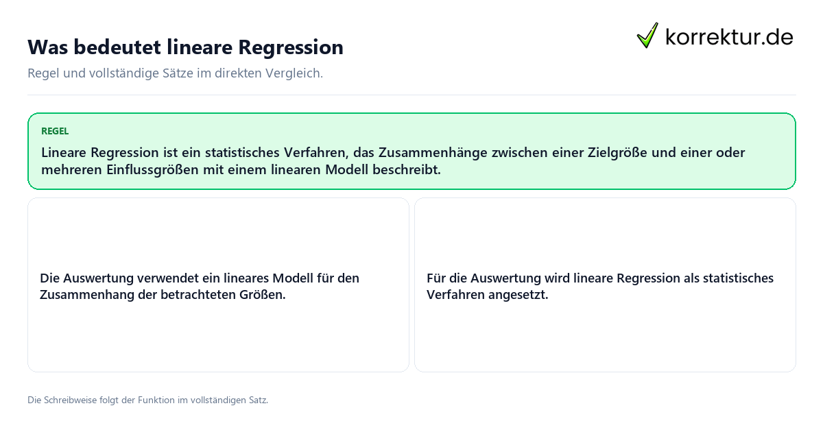 Was bedeutet lineare Regression Konkrete Regel und vollständige Beispielsätze zu Was bedeutet lineare Regression