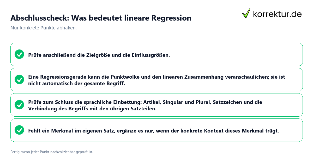 Abschlusscheck: Was bedeutet lineare Regression Konkreter Abschlusscheck zu Was bedeutet lineare Regression