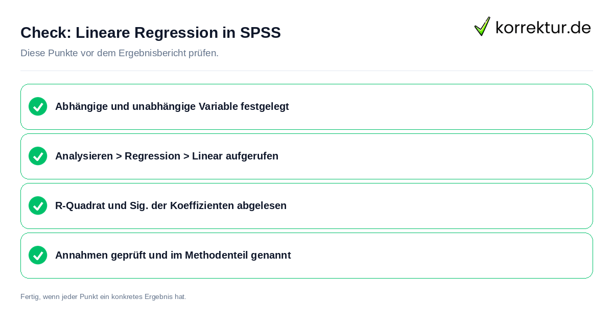 Lineare Regression in SPSS: Prüfliste mit vier Punkten