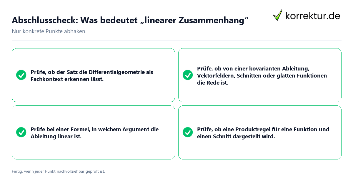 Konkreter Abschlusscheck zu Was bedeutet „linearer Zusammenhang“