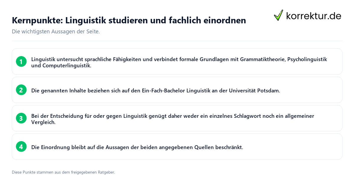 Kernpunkte: Linguistik studieren und fachlich einordnen Konkrete Kernpunkte zu Linguistik studieren und fachlich einordnen