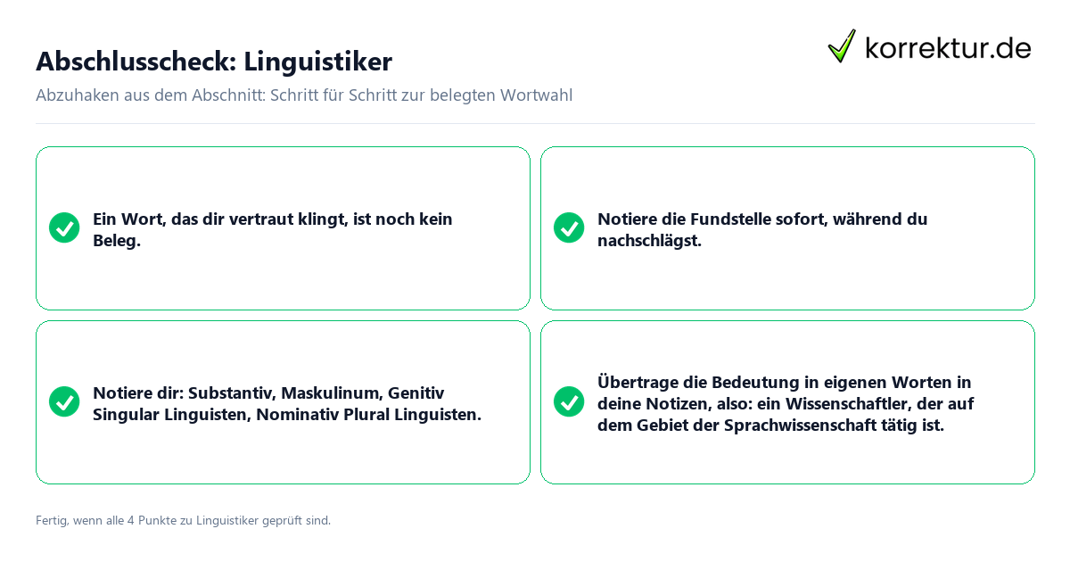 Konkreter Abschlusscheck zu Linguistiker