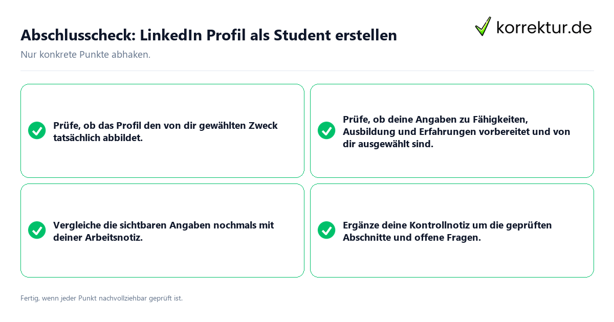 Konkreter Abschlusscheck zu LinkedIn Profil als Student erstellen