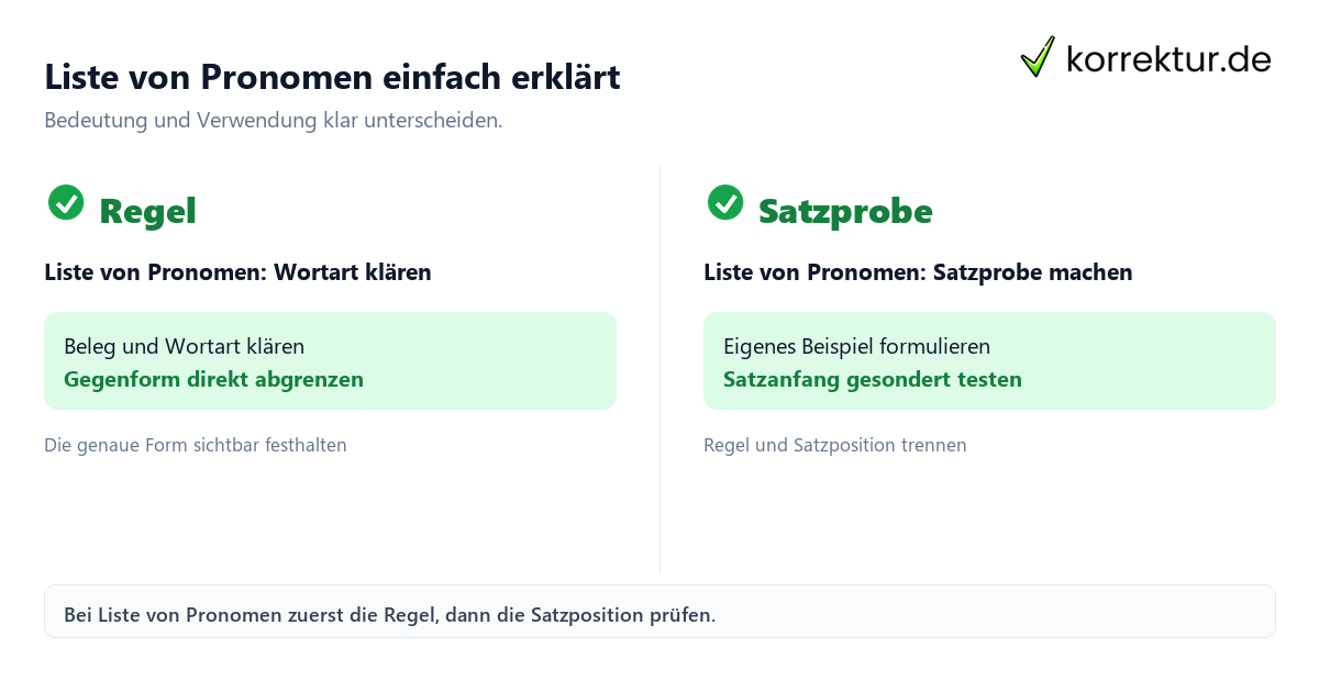 Liste von Pronomen einfach erklärt Liste von Pronomen einfach erklärt mit Bedeutung und passender Verwendung im Vergleich