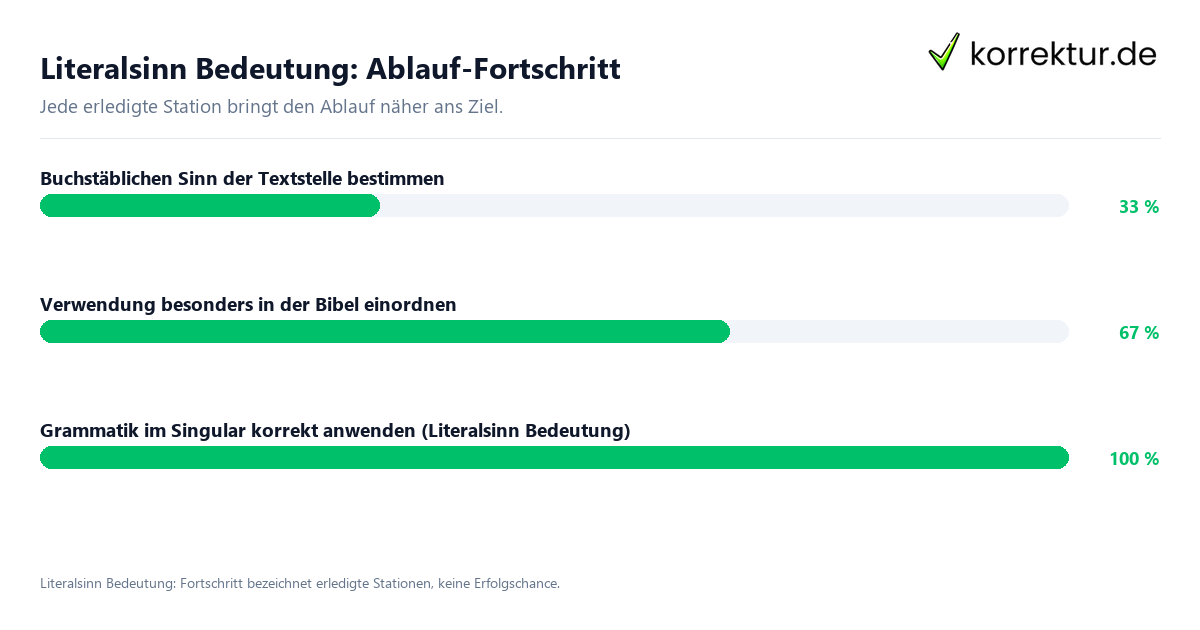 Fortschrittsbalken für die einzelnen Ablaufstationen zu Literalsinn Bedeutung