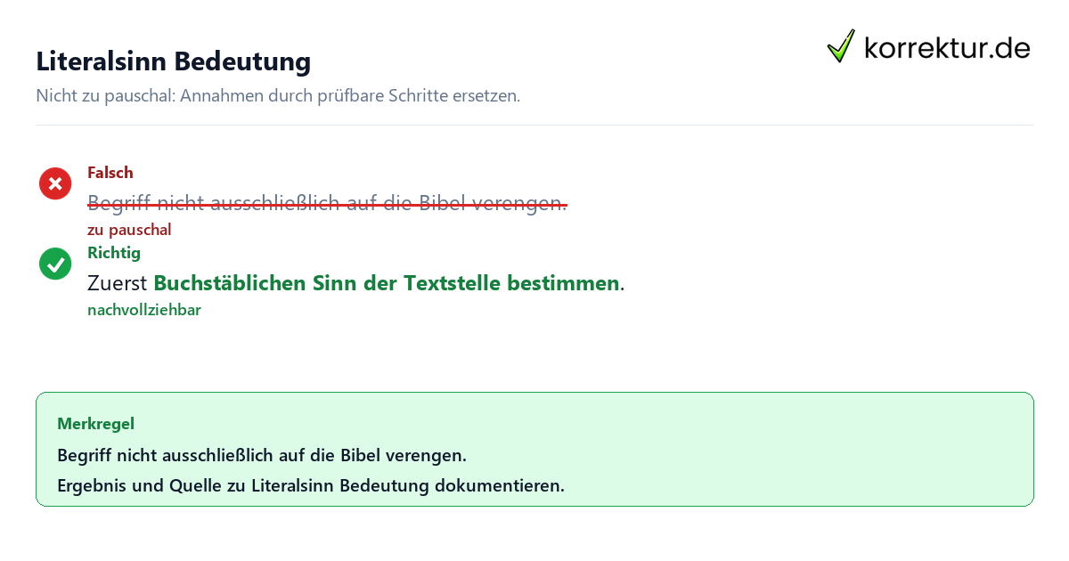 Ungeeignete und belastbare Vorgehensweise bei Literalsinn Bedeutung