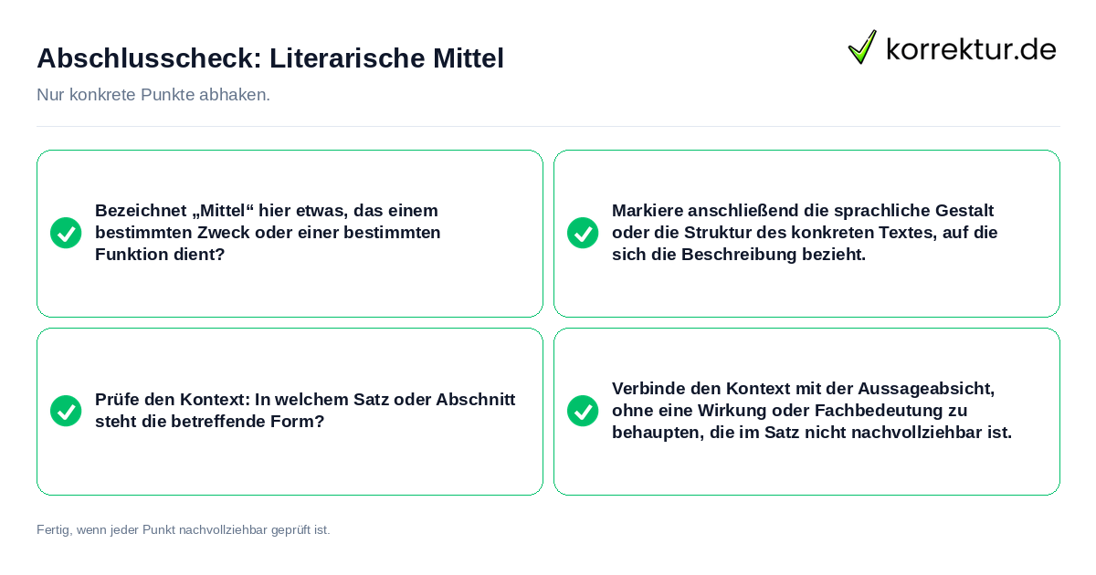 Abschlusscheck: Literarische Mittel Konkreter Abschlusscheck zu Literarische Mittel