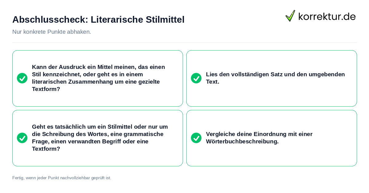 Abschlusscheck: Literarische Stilmittel Konkreter Abschlusscheck zu Literarische Stilmittel