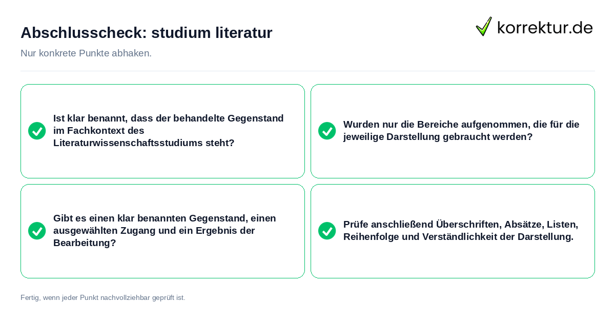 Konkreter Abschlusscheck zu studium literatur
