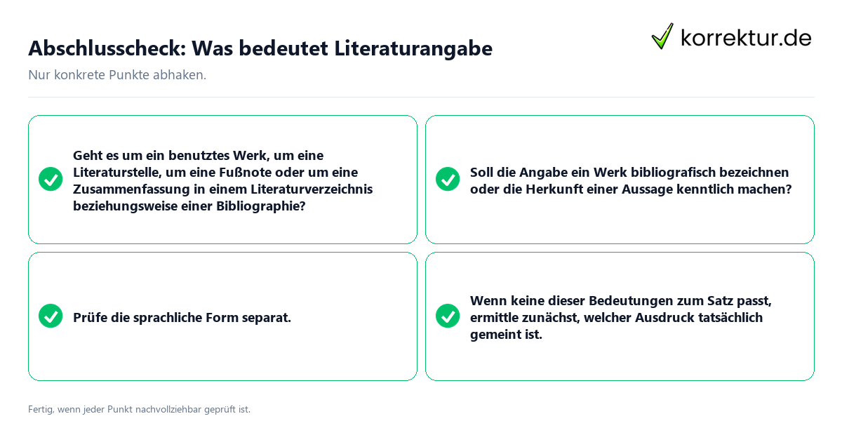 Konkreter Abschlusscheck zu Was bedeutet Literaturangabe