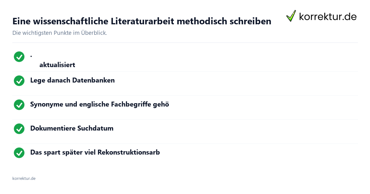 Eine wissenschaftliche Literaturarbeit methodisch schreiben: Überblick