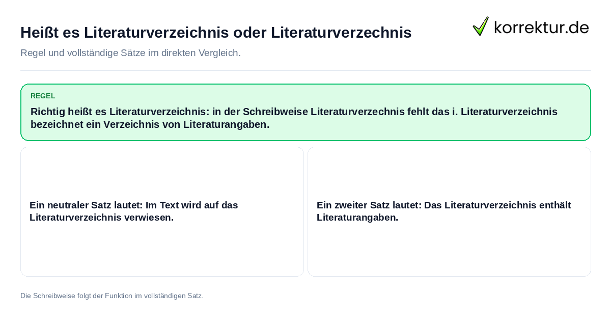 Heißt es Literaturverzeichnis oder Literaturverzechnis Konkrete Regel und vollständige Beispielsätze zu Heißt es Literaturverzeichnis