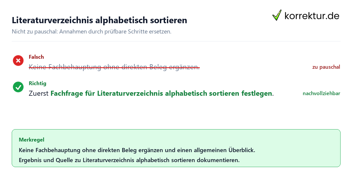 Ungeeignete und belastbare Vorgehensweise bei Literaturverzeichnis alphabetisch sortieren