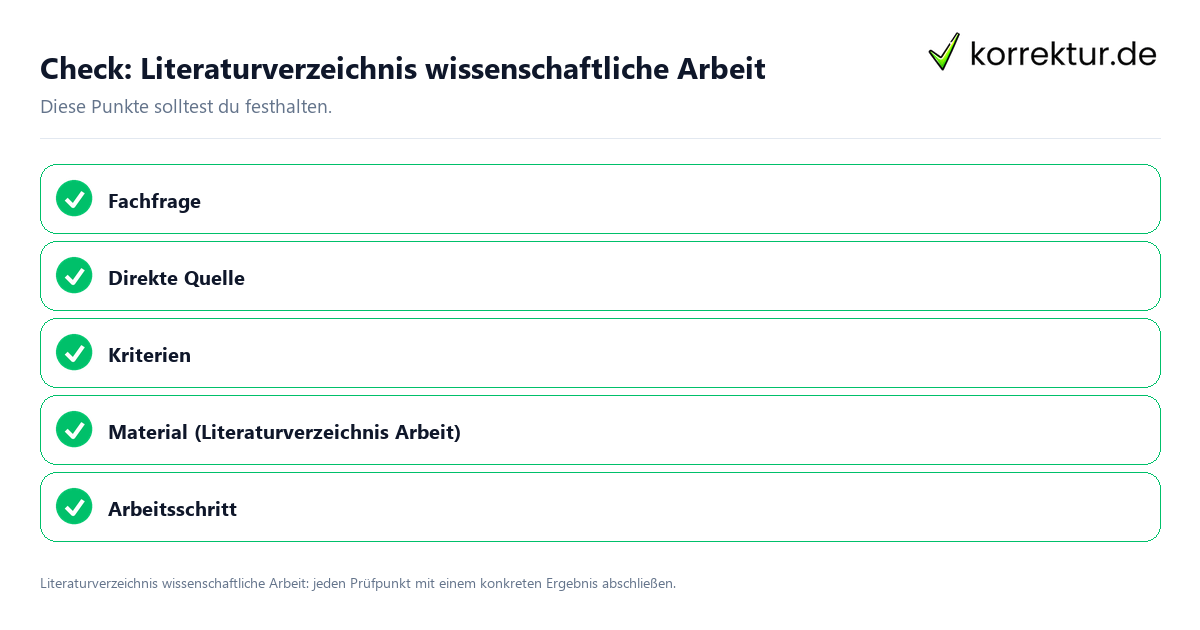 Literaturverzeichnis wissenschaftliche Arbeit mit einer themenspezifischen Checkliste