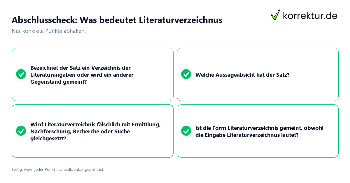 Abschlusscheck: Was bedeutet Literaturverzeichnus Konkreter Abschlusscheck zu Was bedeutet Literaturverzeichnus