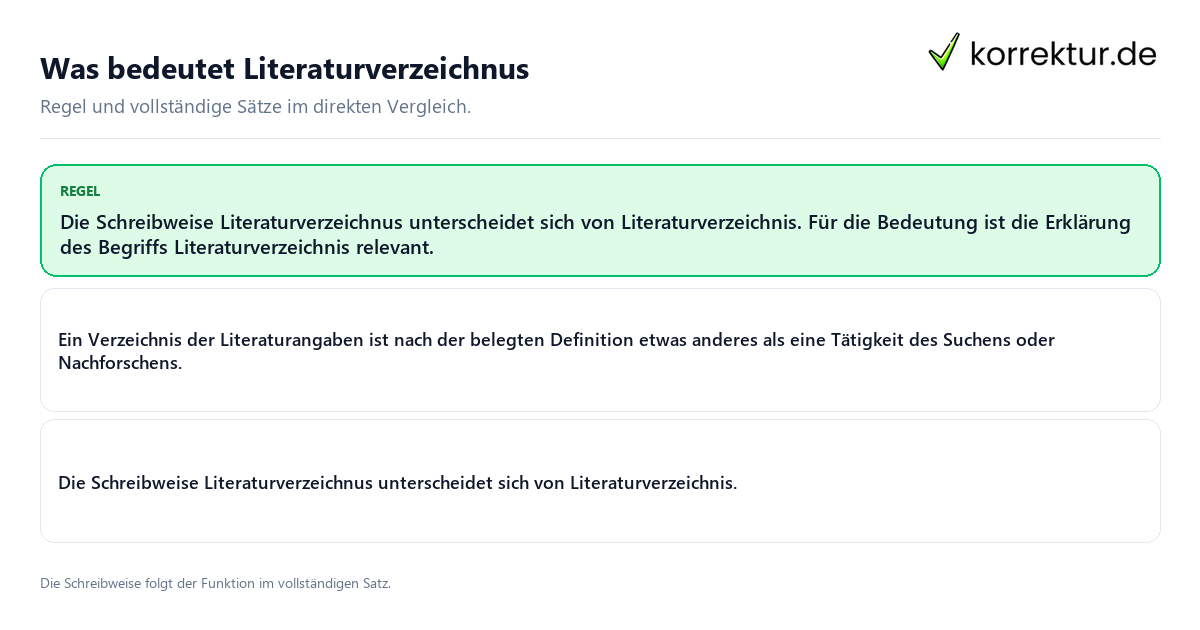 Was bedeutet Literaturverzeichnus Konkrete Regel und vollständige Beispielsätze zu Was bedeutet Literaturverzeichnus