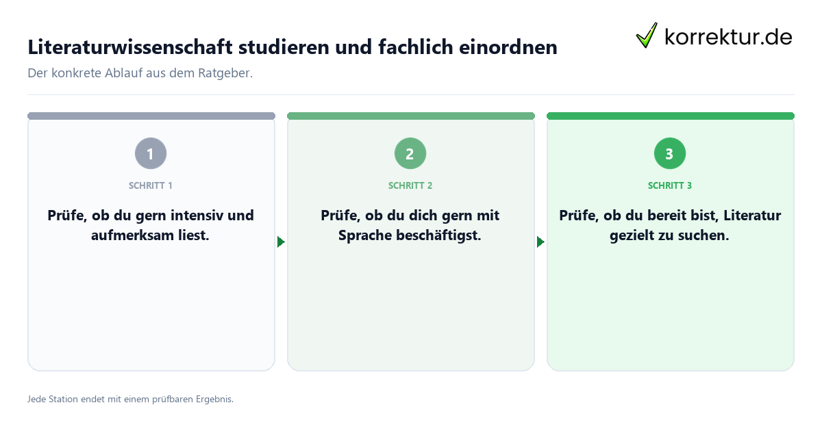 Konkrete Schritte zu Literaturwissenschaft studieren und fachlich einordnen