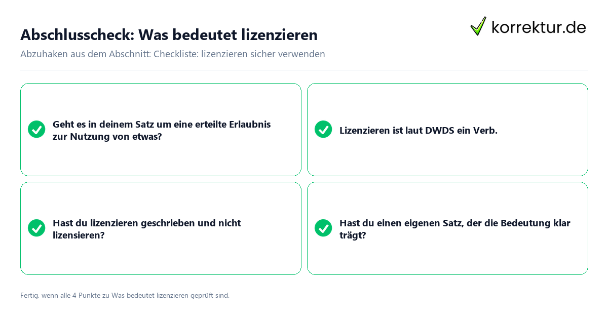Abschlusscheck: Was bedeutet lizenzieren Konkreter Abschlusscheck zu Was bedeutet lizenzieren