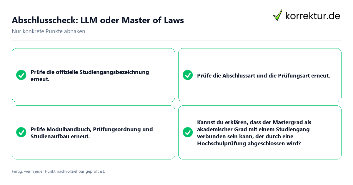 Konkreter Abschlusscheck zu LLM oder Master of Laws
