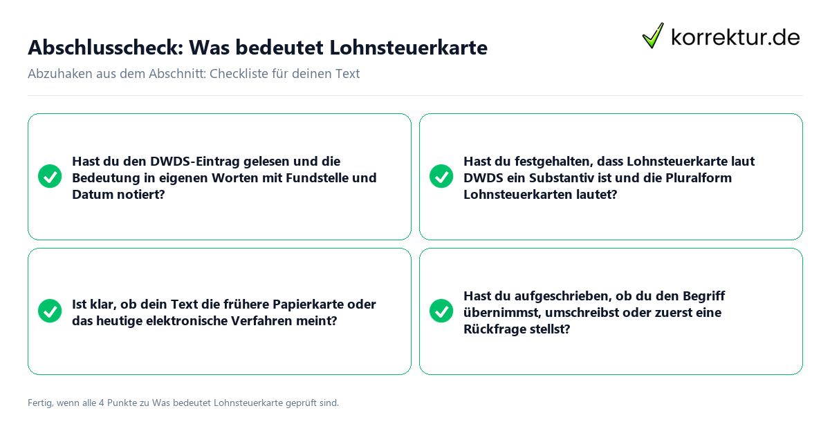 Konkreter Abschlusscheck zu Was bedeutet Lohnsteuerkarte