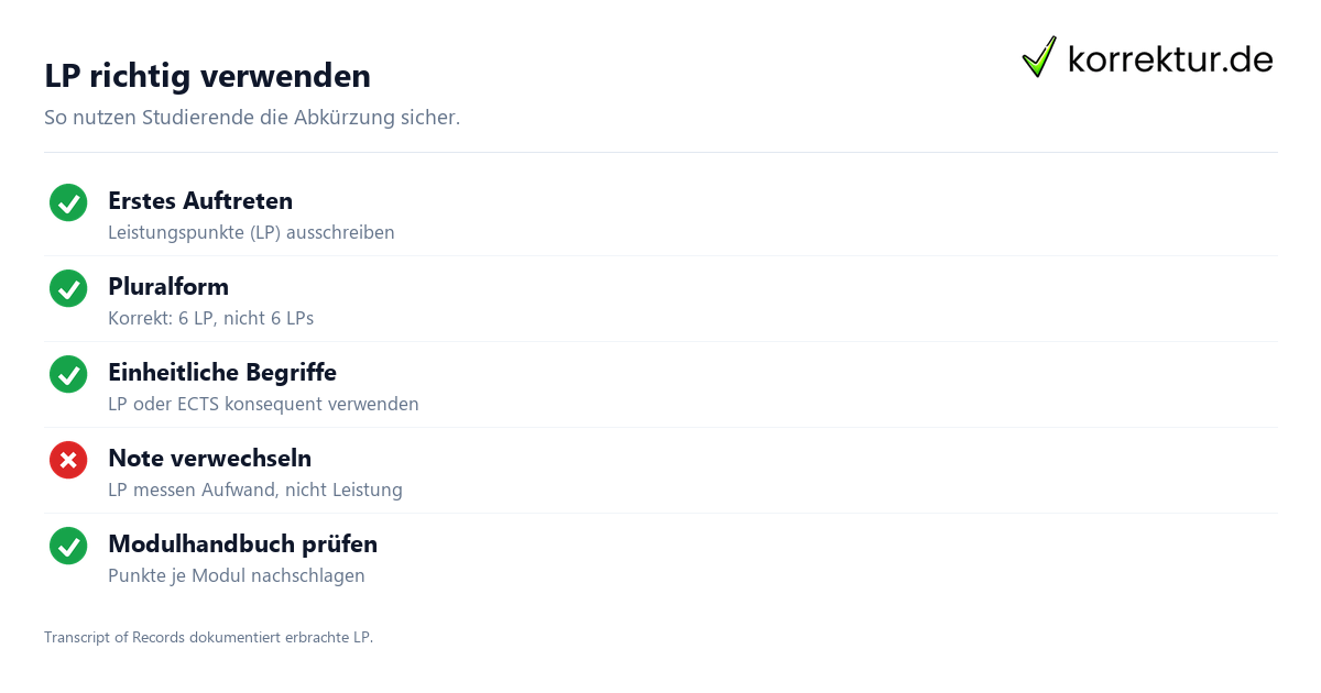 LP Bedeutung Studium: Leistungspunkte richtig verwenden