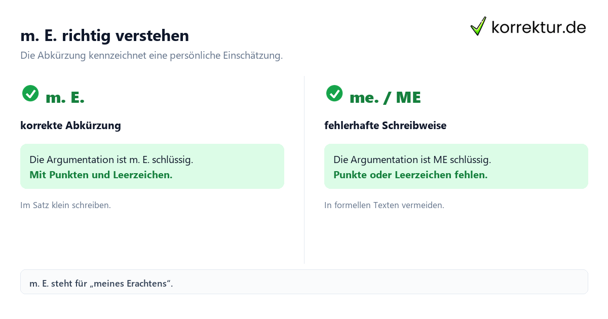 m. E. Bedeutung: Abkürzung und Langform im Vergleich