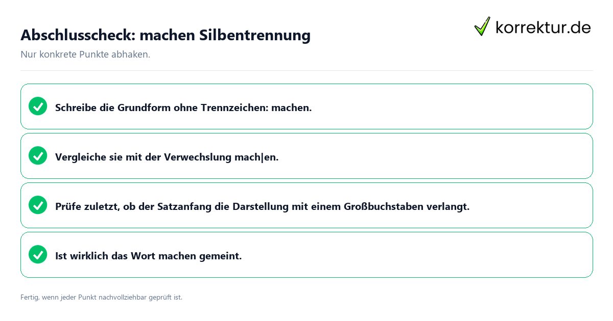 Abschlusscheck: machen Silbentrennung Konkreter Abschlusscheck zu machen Silbentrennung