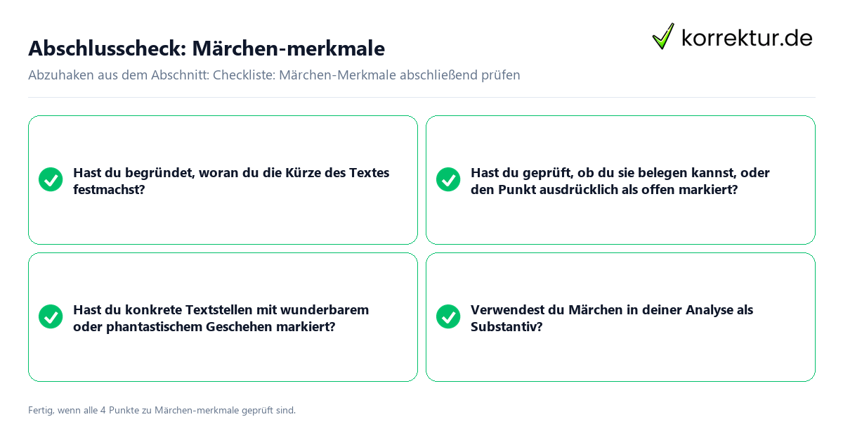 Konkreter Abschlusscheck zu Märchen-merkmale