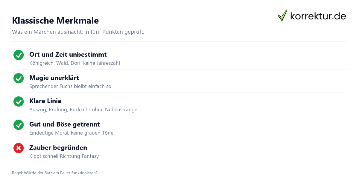 Märchen schreiben: klassische Merkmale als Checkliste