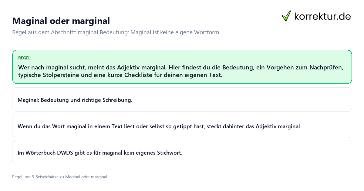 Maginal oder marginal Konkrete Regel und vollständige Beispielsätze zu Maginal oder marginal