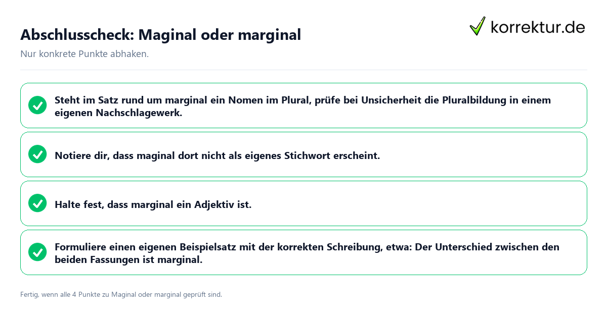 Abschlusscheck: Maginal oder marginal Konkreter Abschlusscheck zu Maginal oder marginal
