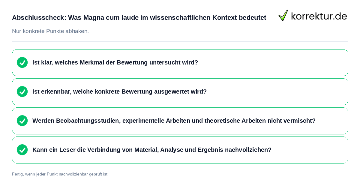 Konkreter Abschlusscheck zu Was Magna cum laude im wissenschaftlichen Kontext bedeutet
