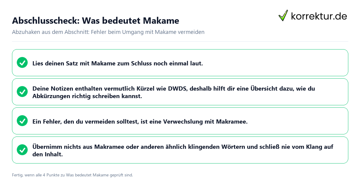 Konkreter Abschlusscheck zu Was bedeutet Makame
