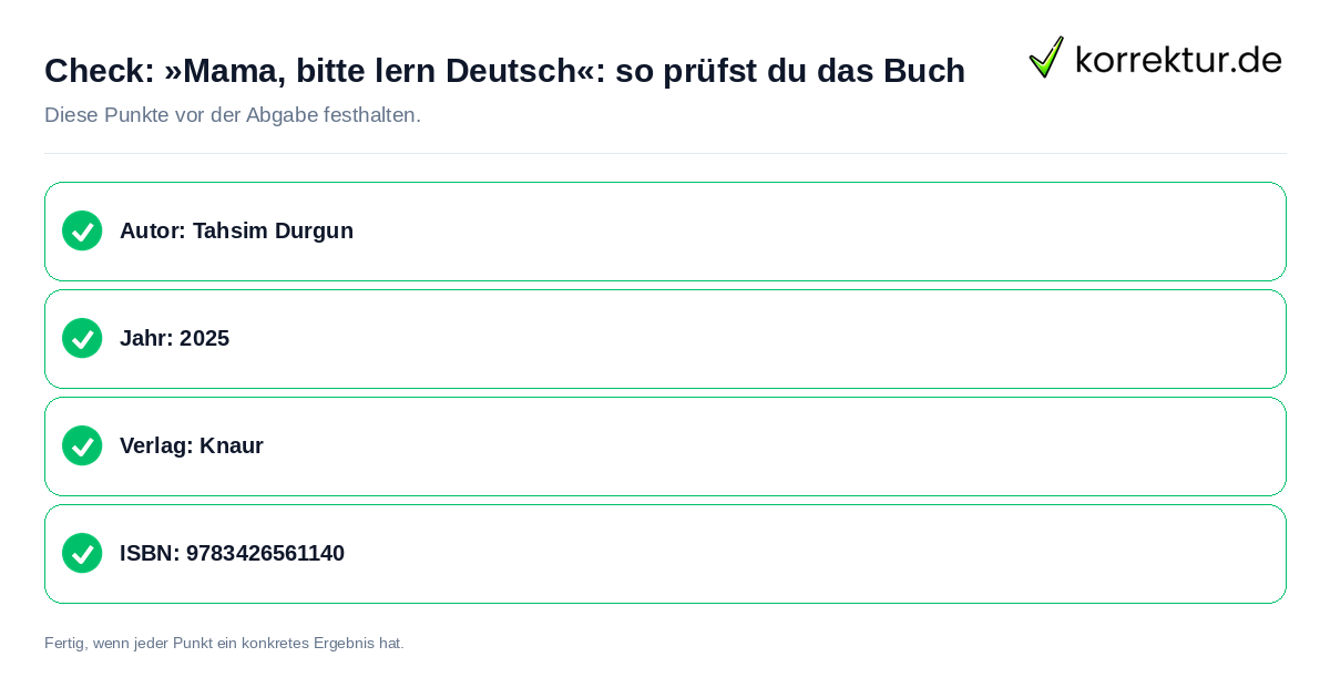 Check: »Mama, bitte lern Deutsch«: so prüfst du das Buch »Mama, bitte lern Deutsch«: so prüfst du das Buch: Prüfliste mit vier Punkten