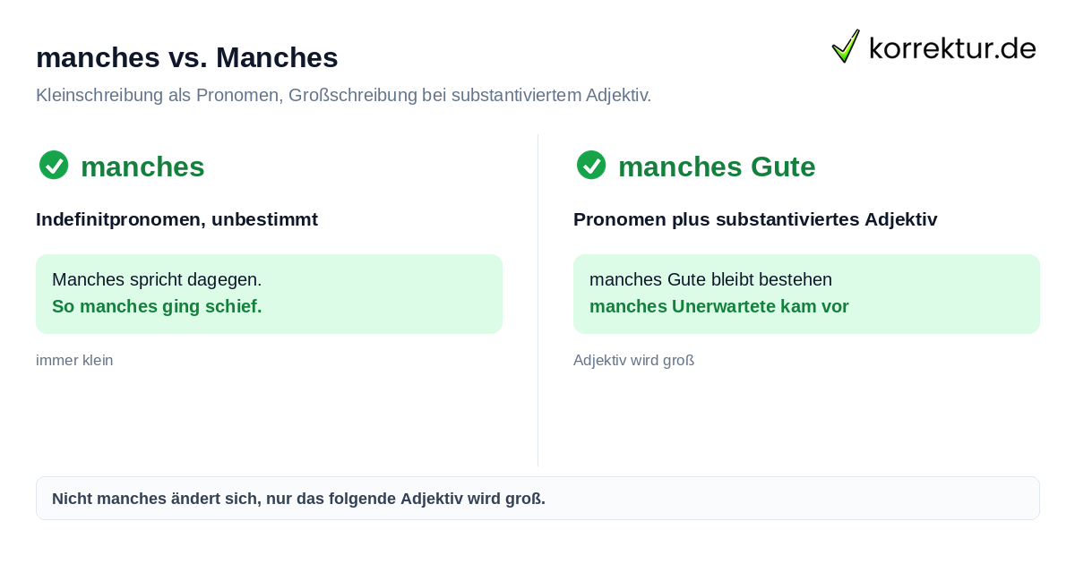 Manches groß oder klein: Pronomen und substantiviertes Adjektiv im Vergleich